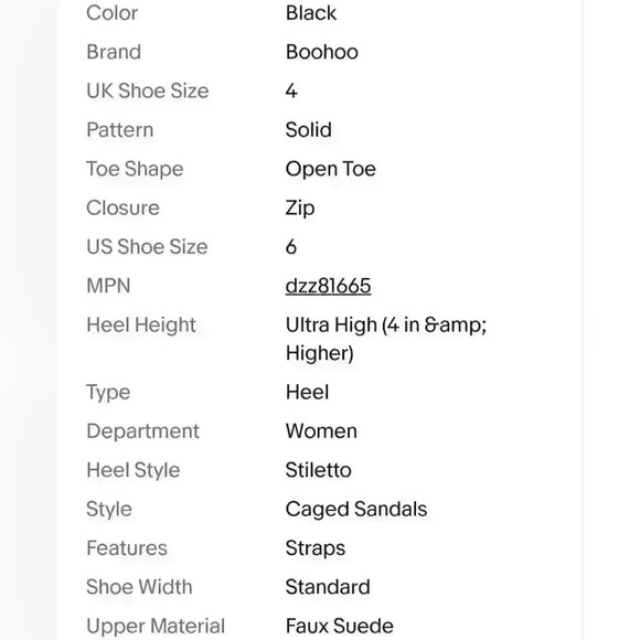 NEW NIB Boohoo Orla Multi Strap Black Faux Suede Cage Stiletto Heels Sandals - Picture 4 of 4